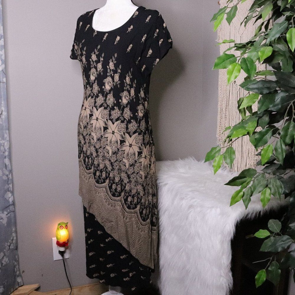 ‎Vintage | 1980's Printed Short Sleeve Maxi Dress